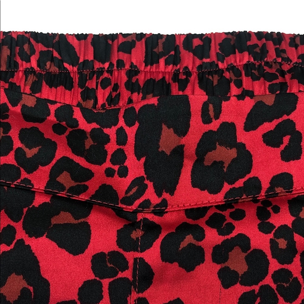 Primark Red & Black Leopard Print Satin Pajama Set | Top L, Pants M - Picture 9 of 14